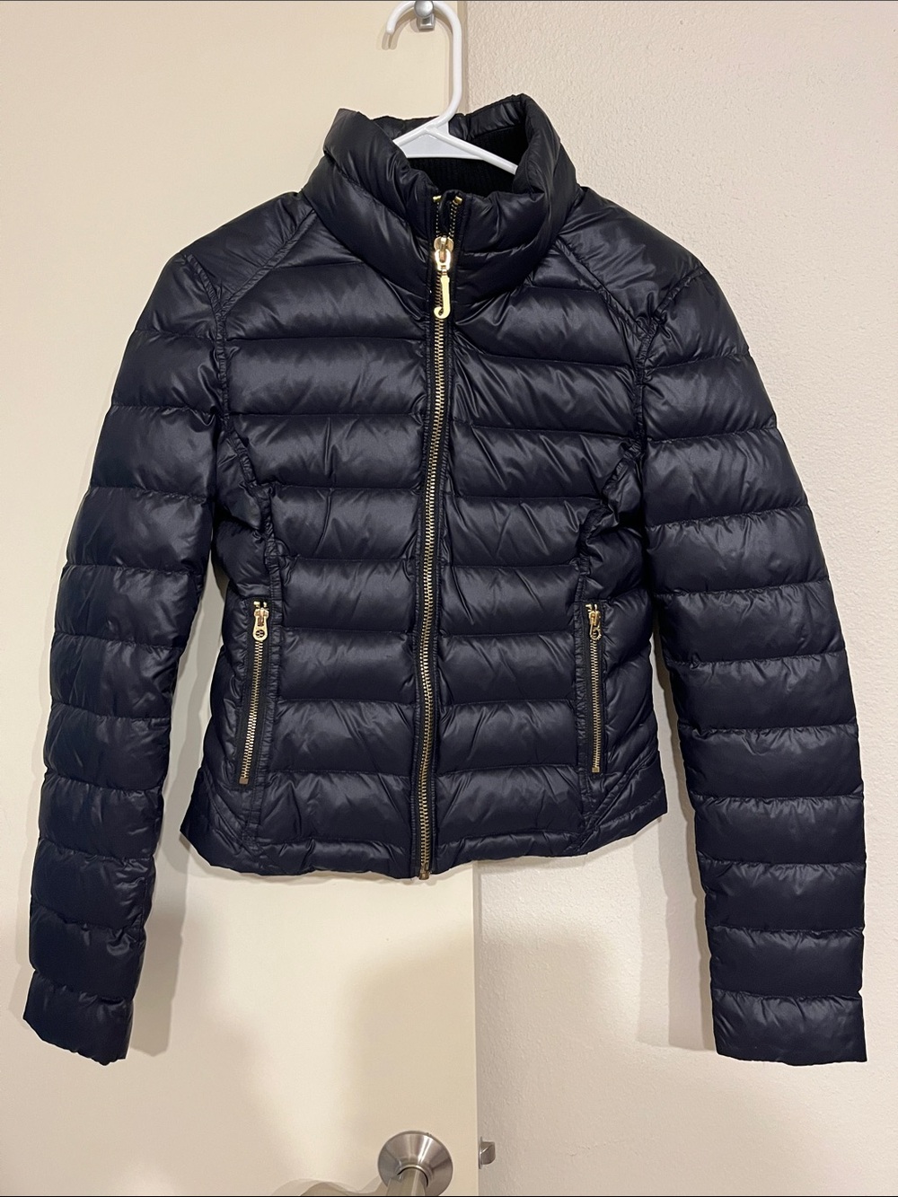 Juicy Couture Black Quilted Puffer Jacket with Gold Zippers